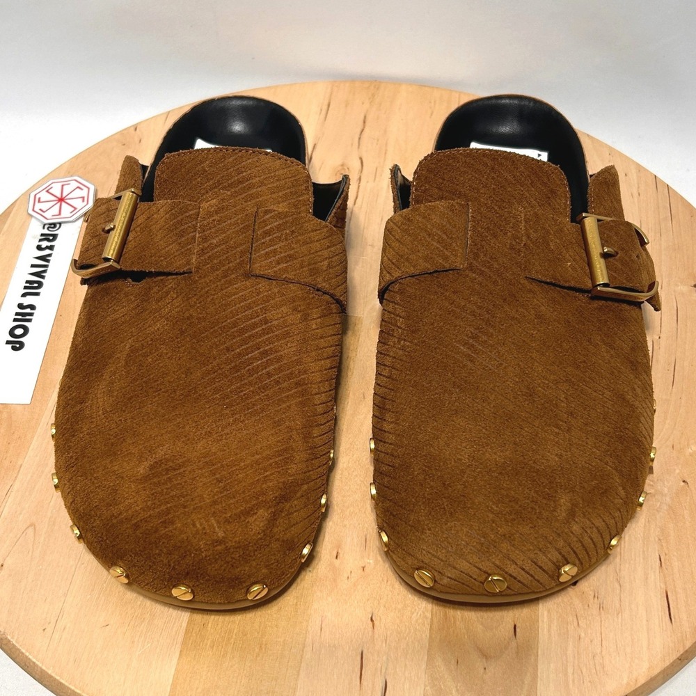 New Veronica Beard Fern Suede Studded Slip On Hazelwood Brown Clogs NWT - 9M - Picture 3 of 10